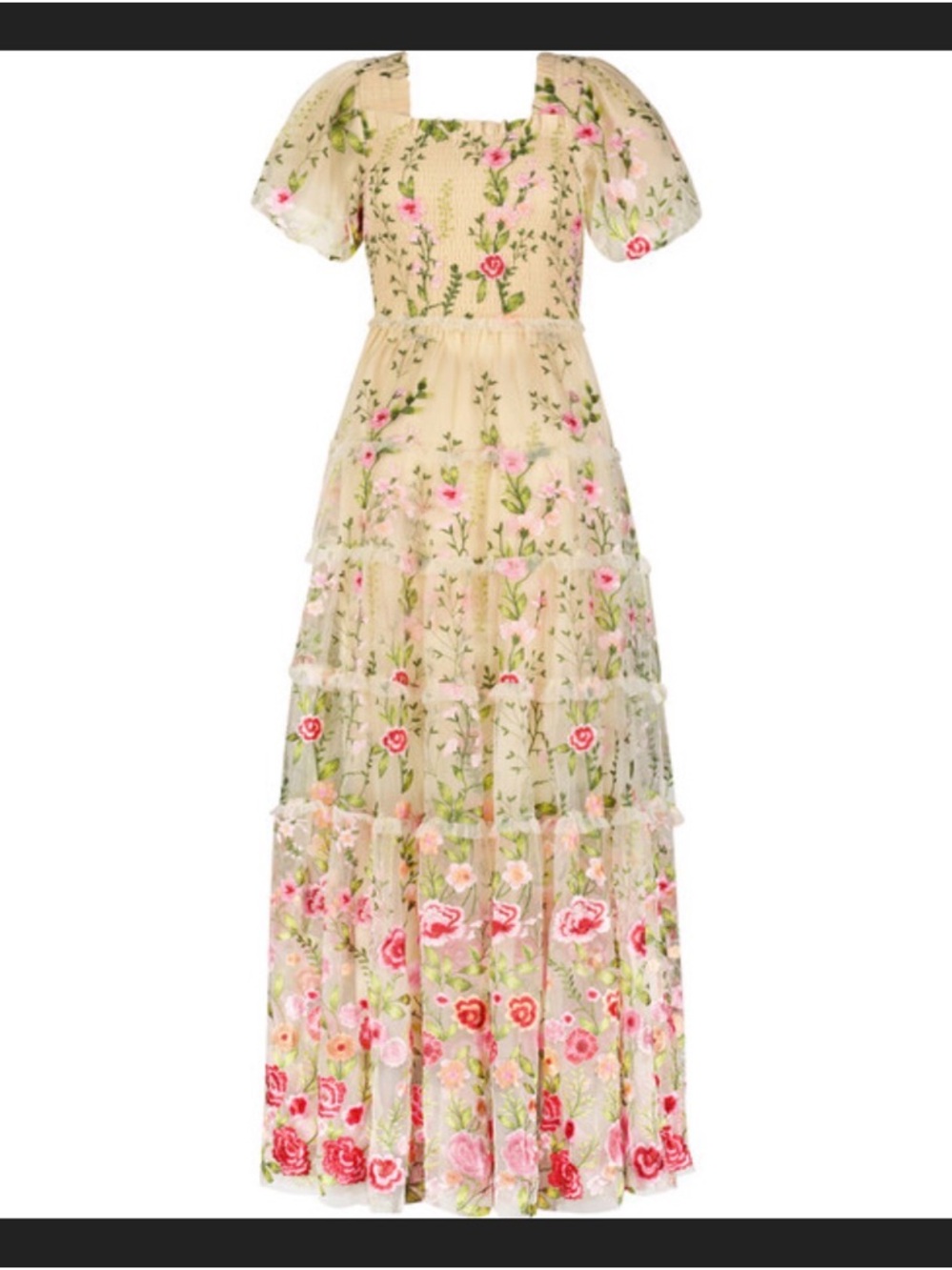JessaKae Cream Rose Maxi Dress Sz 2X (3x, 4x) - Picture 5 of 17